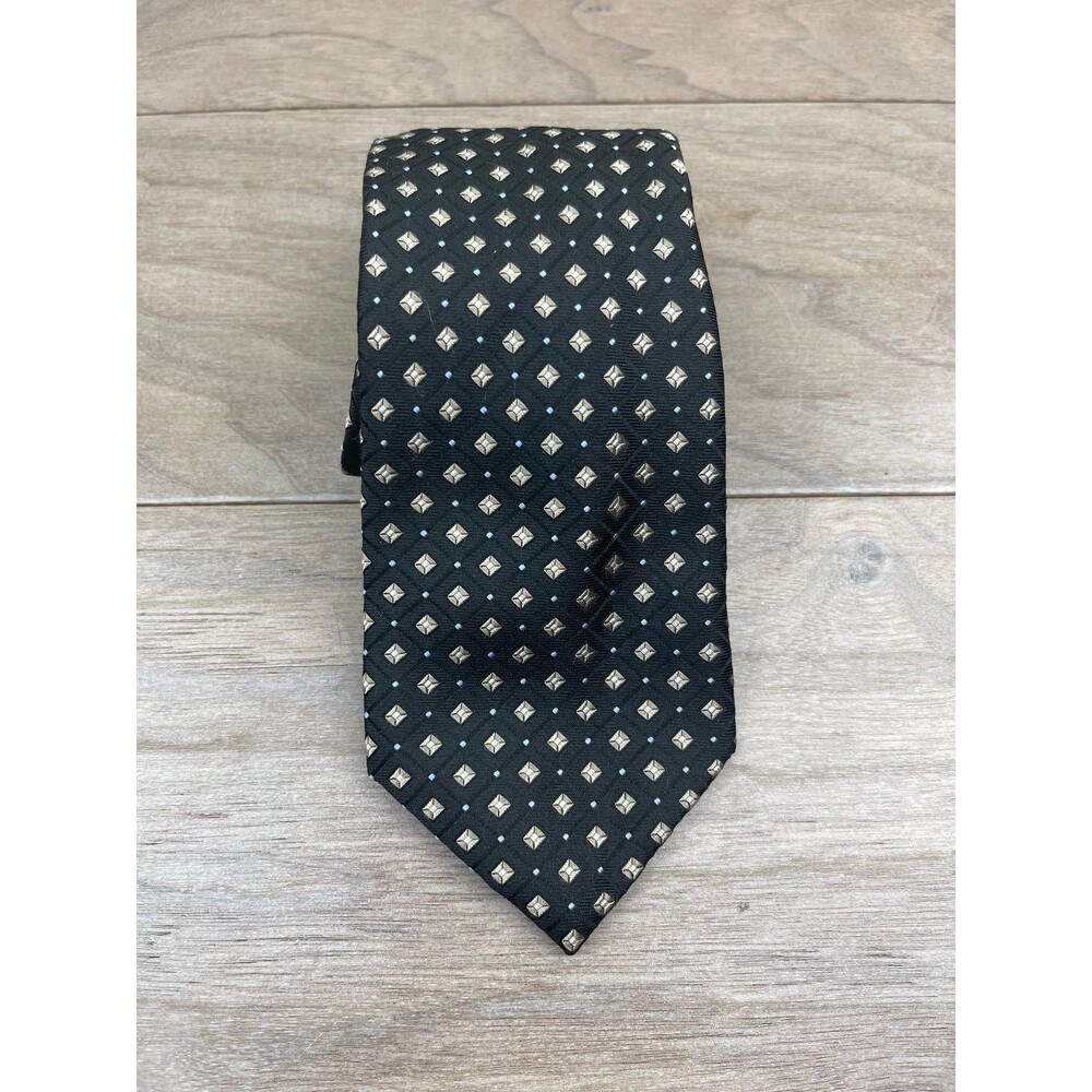 Nautica Men's Black Geometric Pattern Silk Tie Classic Length